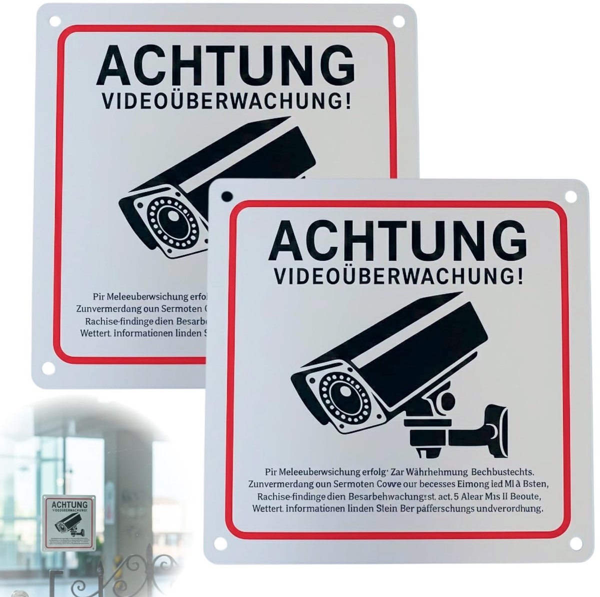 Elzusha - Set van 2 Videobewakingsborden voor Beveiliging