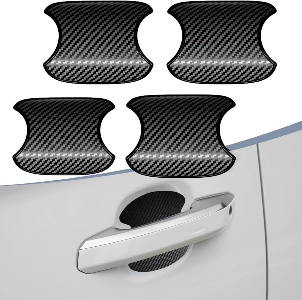 Elzusha - Beschermfolie voor Deurgrepen - TPU Carbon Look - 4 Stuks