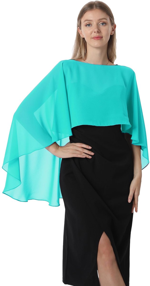 Elzusha - Chiffon Cape voor Dames, Aqua, One Size