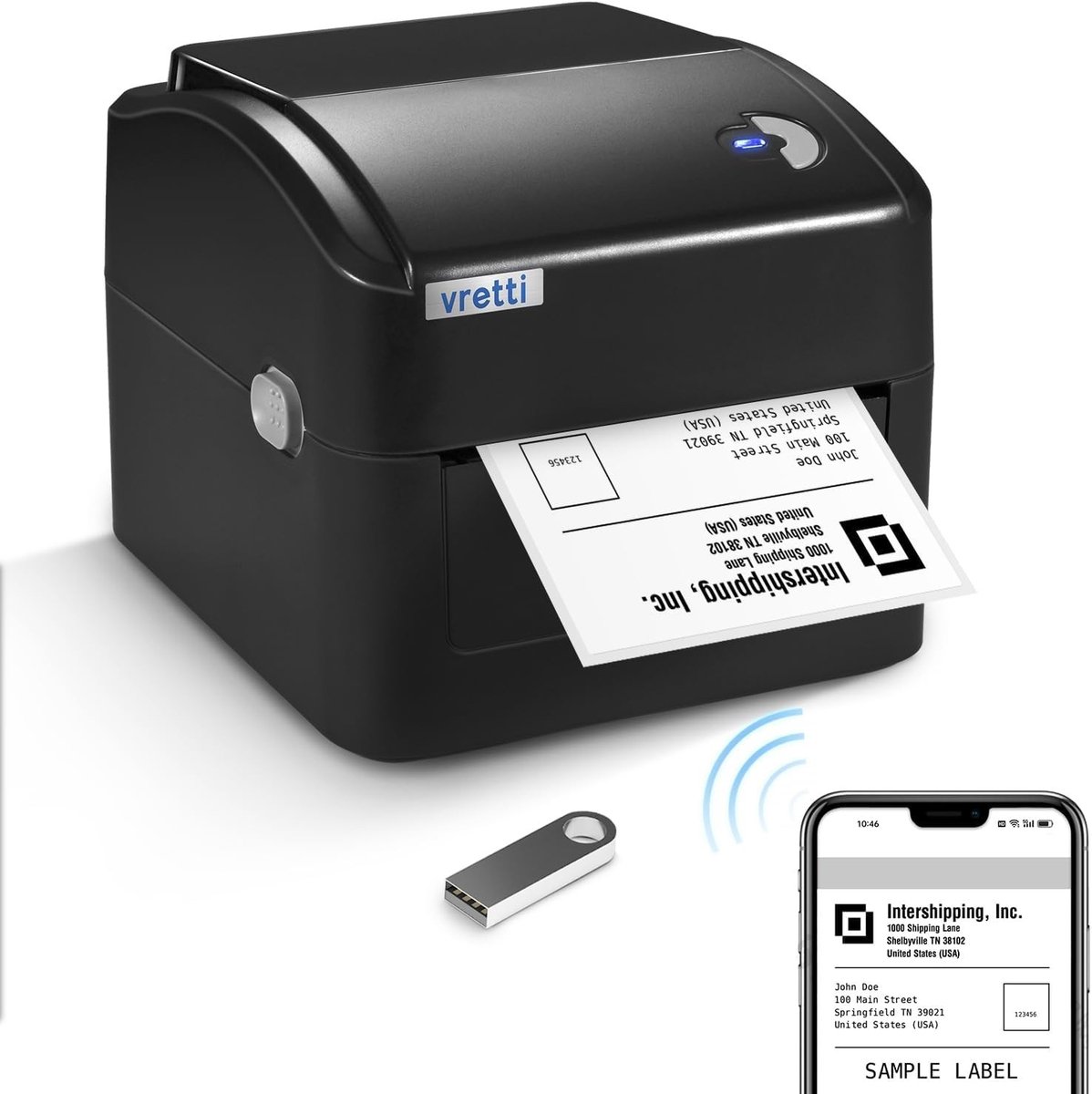 Elzusha - Thermische Labelprinter met WiFi en USB