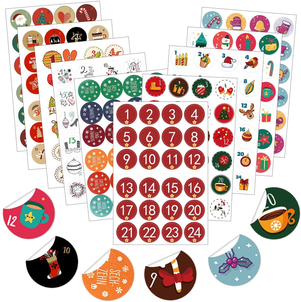 Elzusha - Advent Kalender Stickers Set van 240 Stuks