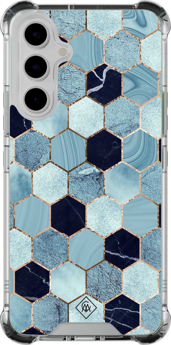 Casimoda® hoesje - Geschikt voor Samsung Galaxy A55 - Blue Cubes - Shockproof case - Extra sterk - - Multi, Transparant