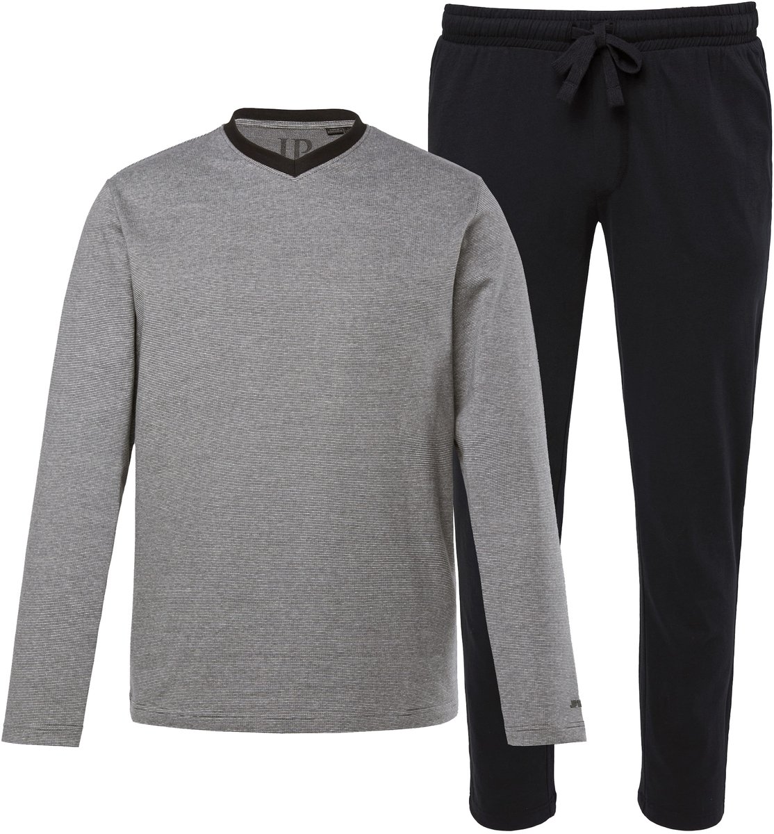 JP 1880 - Heren - Pyjama loungewear twee-delige set contrastdetails - Zwart - Maat 5XL