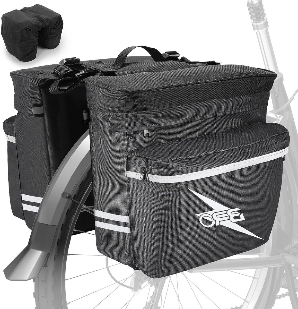 Fietsbagage Tassen - Dubbele Fietstas - Veilig Vervoeren - Volledig Waterdicht - 34 Liter - Zwart