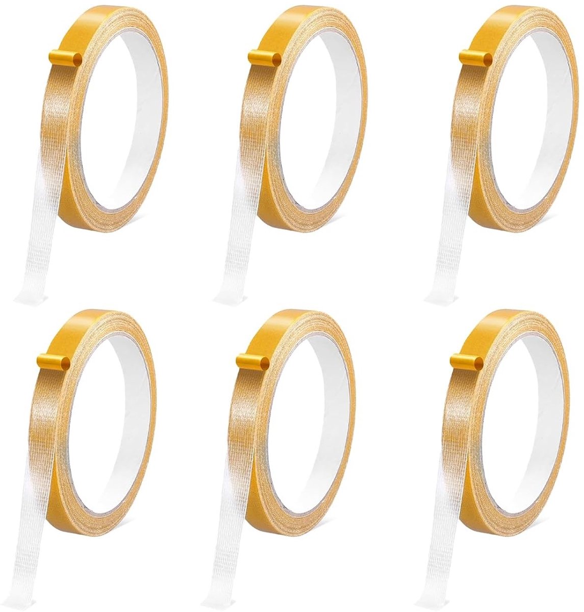 Dubbelzijdig plakband van stof, 6 volume, heavy duty tape 1 cm x 10 m, super plakkerig, multifunctioneel voor kleding, gordijnen, tapijten en meer