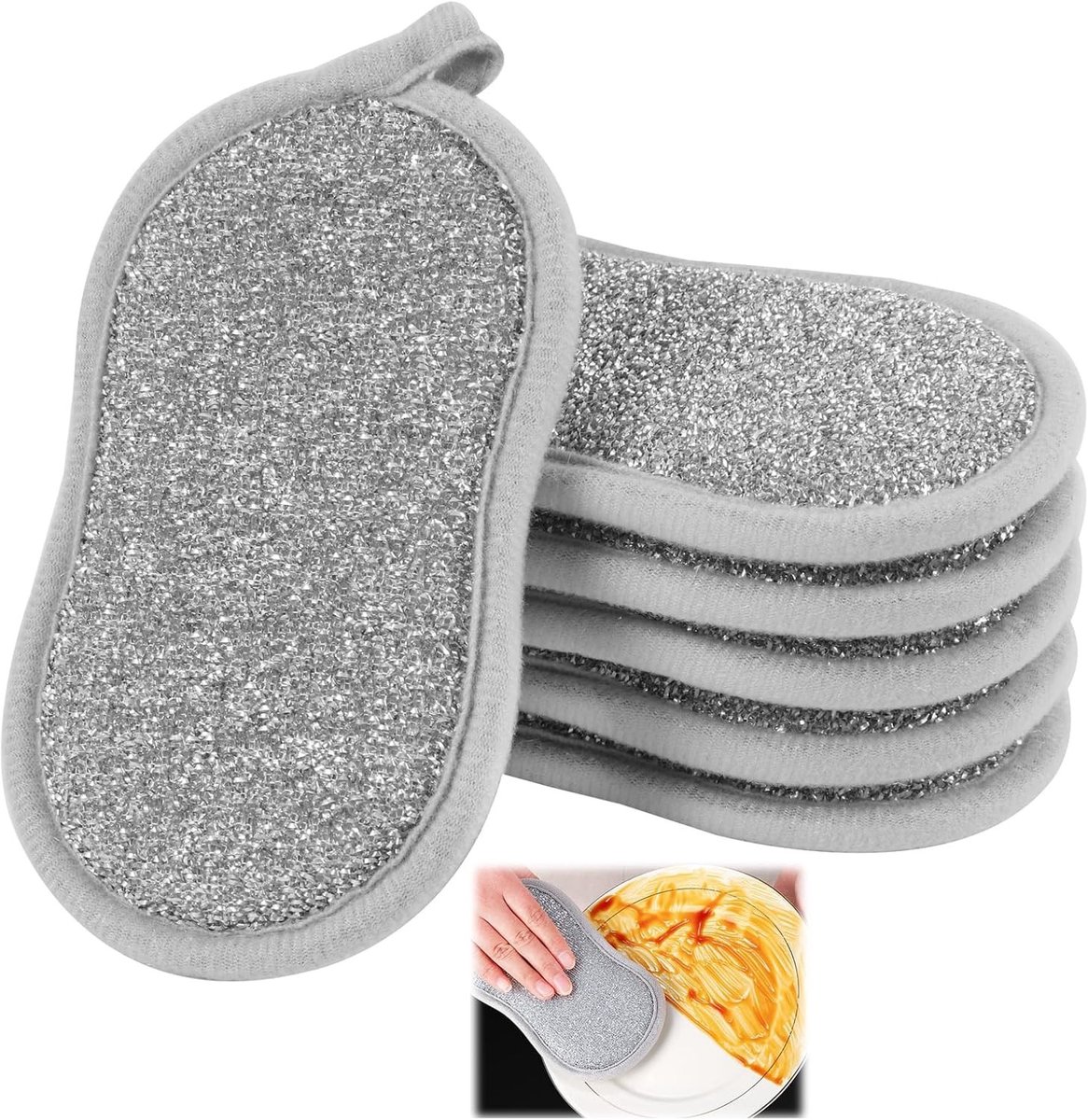 Set van 6 Herbruikbare Microvezel Sponsen, Dubbelzijdig en Wasbaar voor Keuken, Badkamer en Afwas, Duurzaam en Milieuvriendelijk Schoonmaakaccessoire