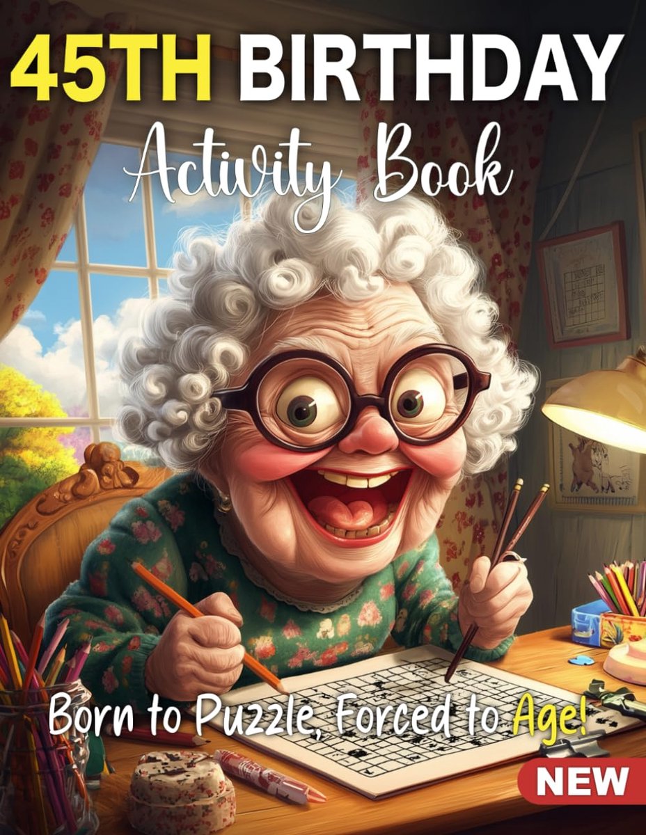 45th birthday gifts for women: Fun 45th Birthday Activity Book for Women with Sudoku, Coloring Pages, Mazes, Word - ShopVlot