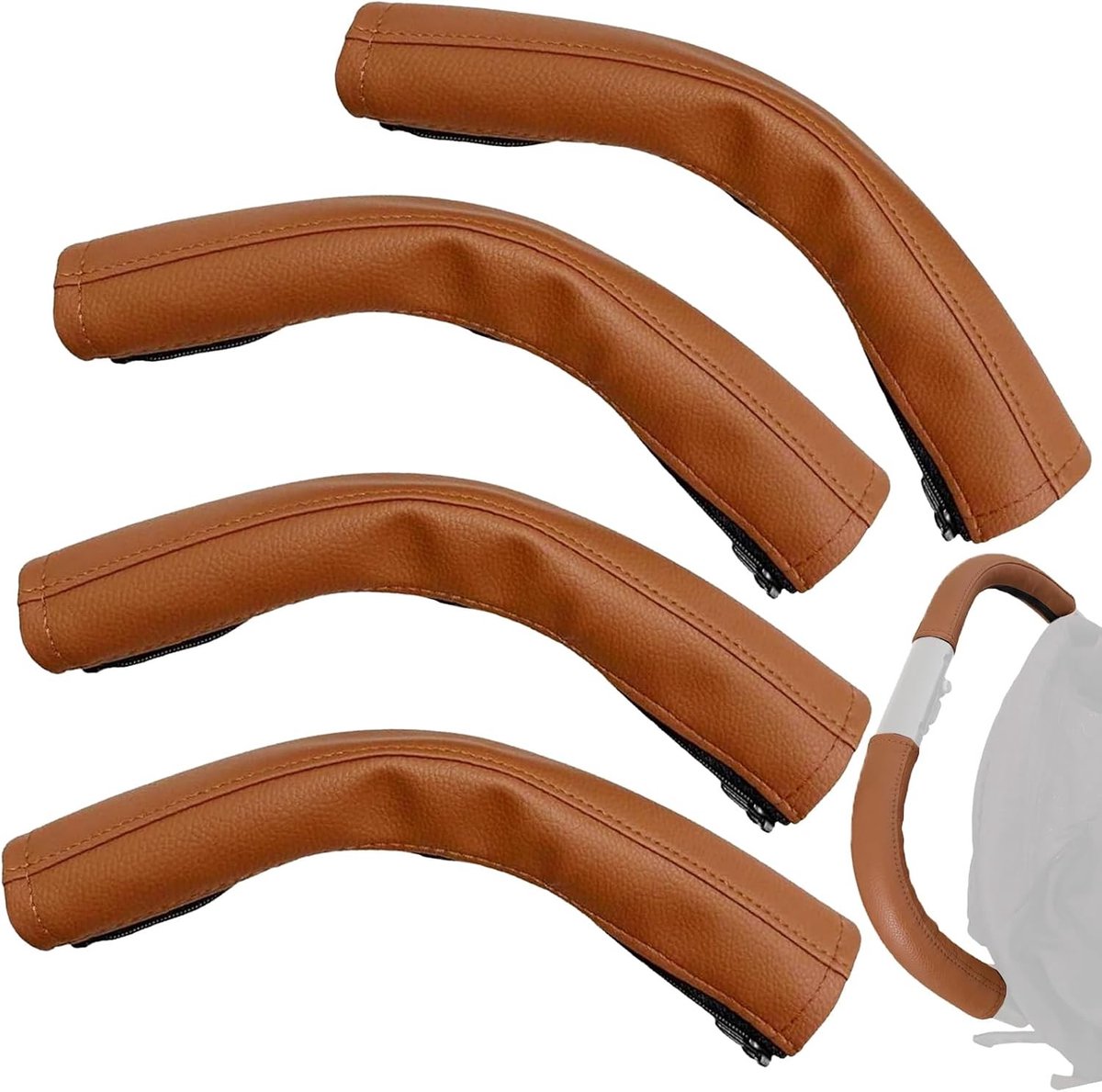 Universele handbeschermers voor kinderwagenhandvatten, 4 stuks, bruin leer, bescherming en comfort