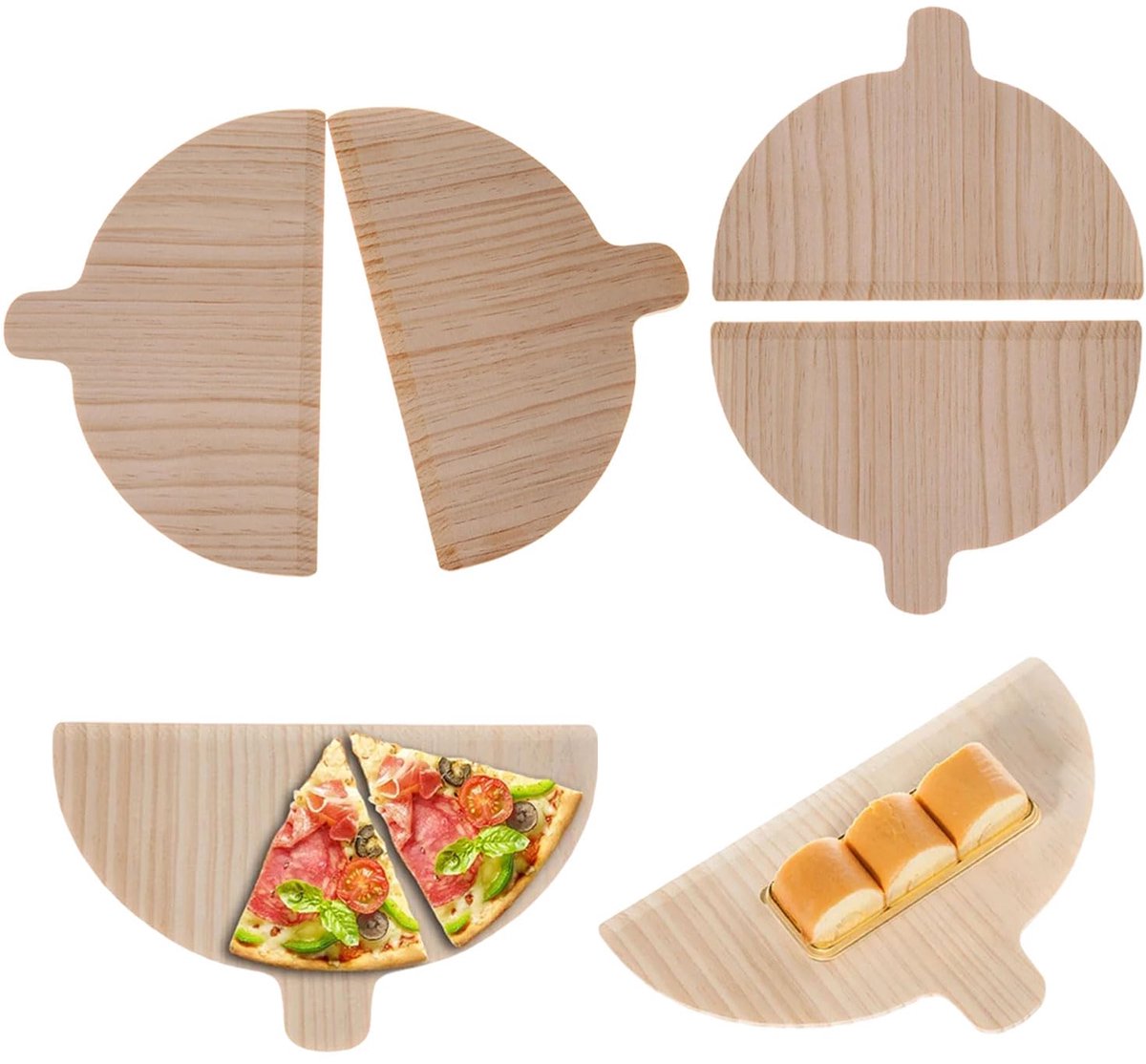 Elzusha - 4 Stuks Houten Pizza Scheppen van 28 cm x 17 cm