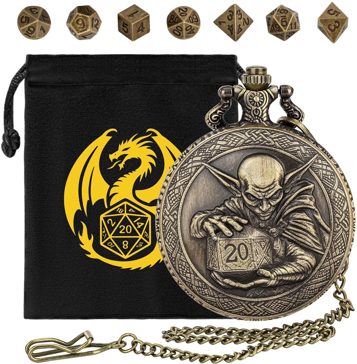 Elzusha - Mini DND Dobbelstenen Set met Steampunk Ontwerp