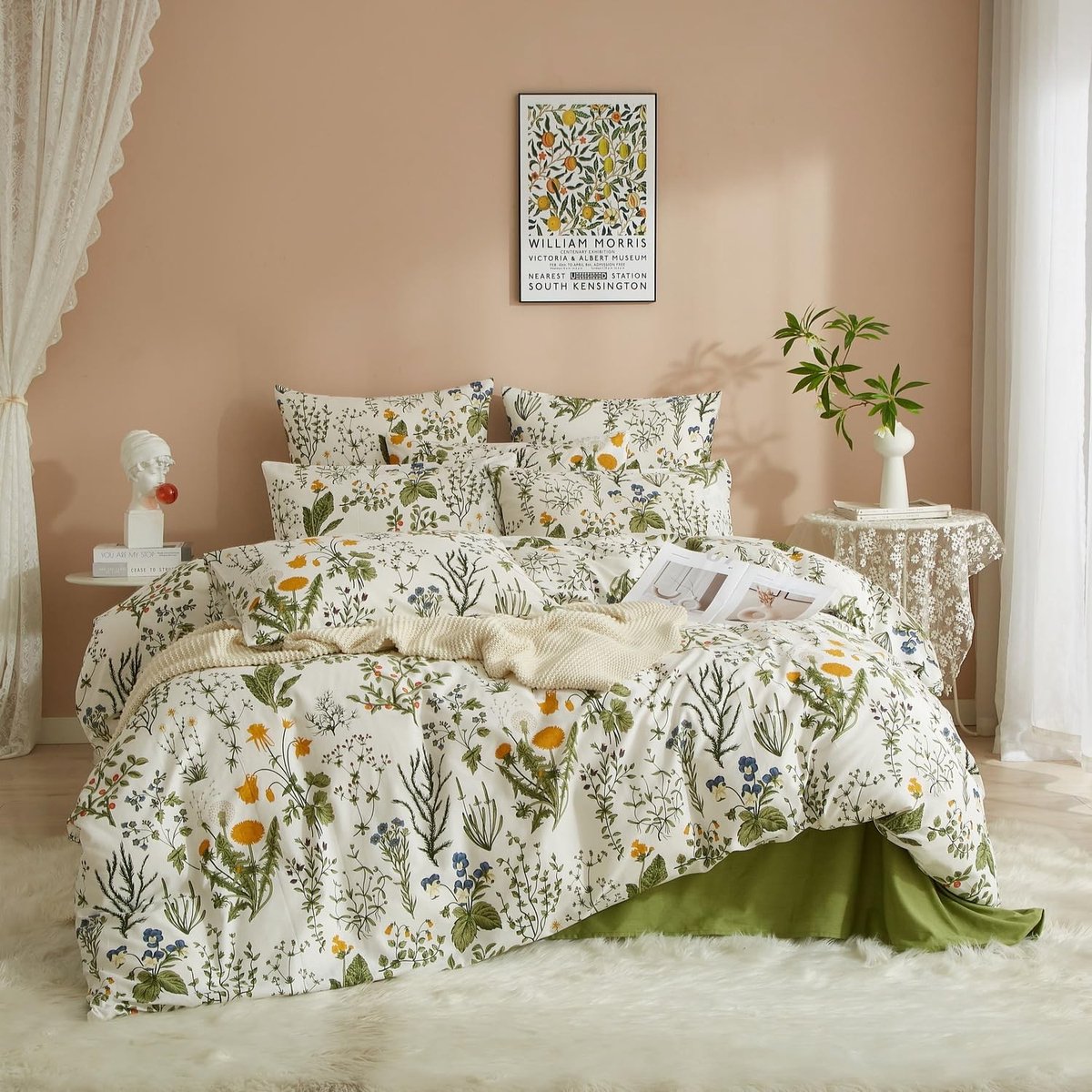 Elzusha - Bloemen Duvet Cover Set met Kussensloop