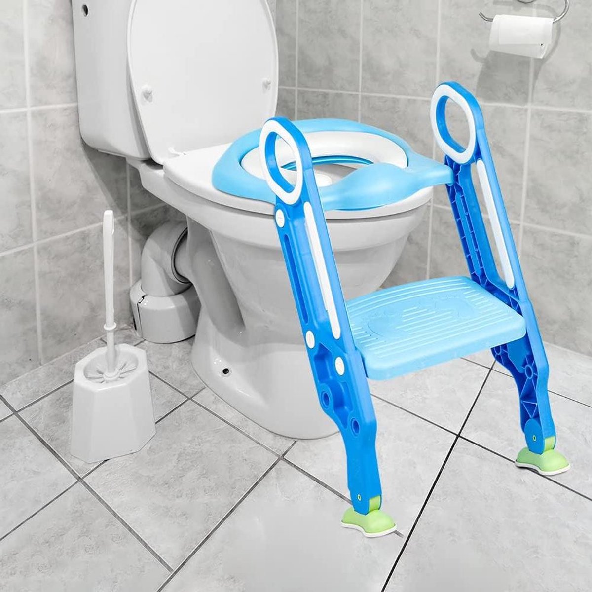 Kinder Toiletbril - Zindelijkheidstrainer - Zindelijk Leren - Opvouwbaar en Verstelbaar - 1-7 Jaar - Lichtblauw