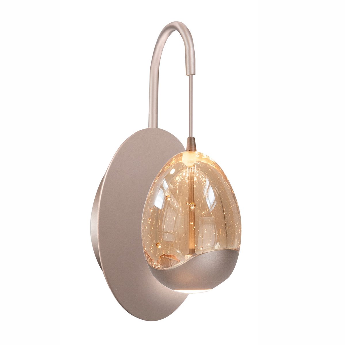 Wandlamp | Ø 9,5 cm | golden egg | ingebouwde vervangbare LED module | amber champagne | glas metaal | moderne sfeerverlichting