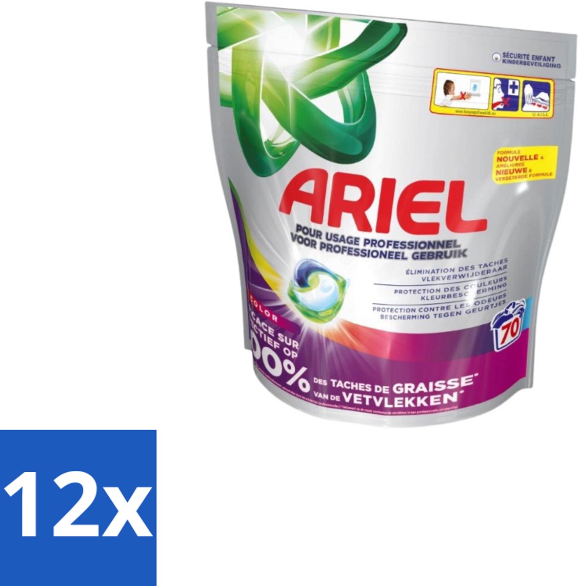 12 x Ariel – Wasmiddel Pods – All-in-1 Color – Kleurbehoud – 70 wasbeurten - Kleurbeschermer - Wasmiddel - Wasbeurt - Wasmachine - Wasmiddel Pod