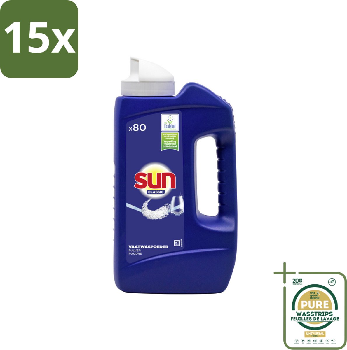 15 x Sun Vaatwaspoeder Normaal 1,39 kg 80 wasbeurten - Grootverpakking - Vaatwaspoeder - Vaatwasmachine - Vaatwas - Vaatwaspoeder 80 Wasbeurten - Vaatwaspoeder 1.39 Kg