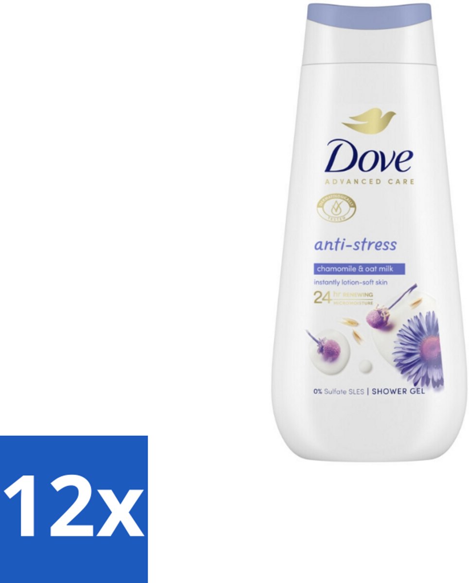 Dove – Douchecrème – Anti-Stress – 225 ml - Voordeelverpakking - 12 stuks