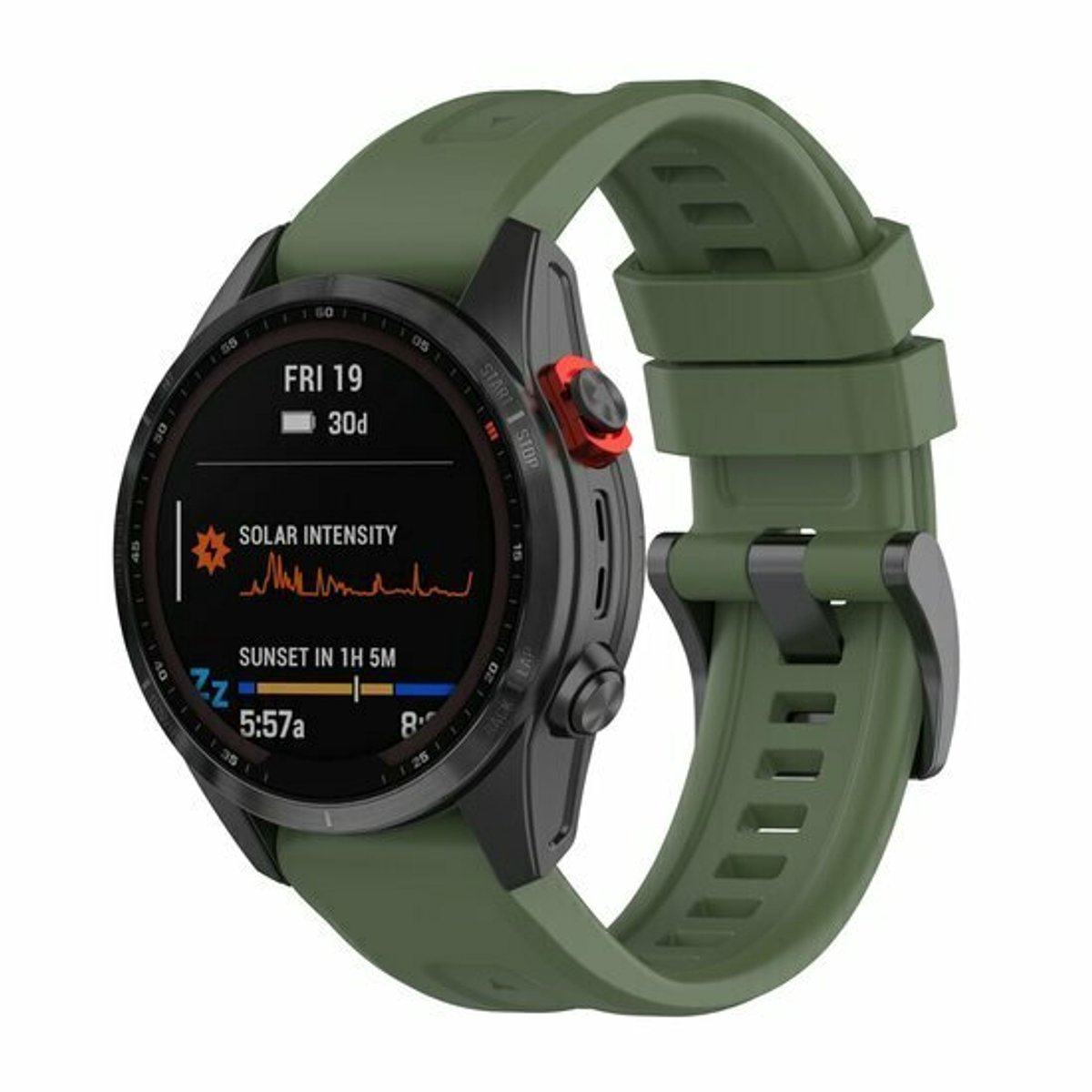 By Qubix - Geschikt voor Garmin bandje - 20mm Quickfit - Siliconen sportbandje - Leger groen - Geschikt voor Garmin Fenix 9 / 9 pro - 43mm
