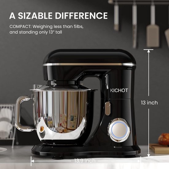 Voedselmixer - Keukenmachine - Bakken en mengen - Kantelbare kop - 45L kom - Zwart — afbeelding 5