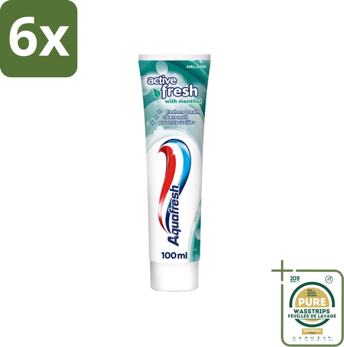 Aquafresh - Tandpasta - Verfrissende Reiniging - Menthol - 100 ml - Voordeelverpakking - 6 stuks - Verfrissende reiniging - Mondverfrissing