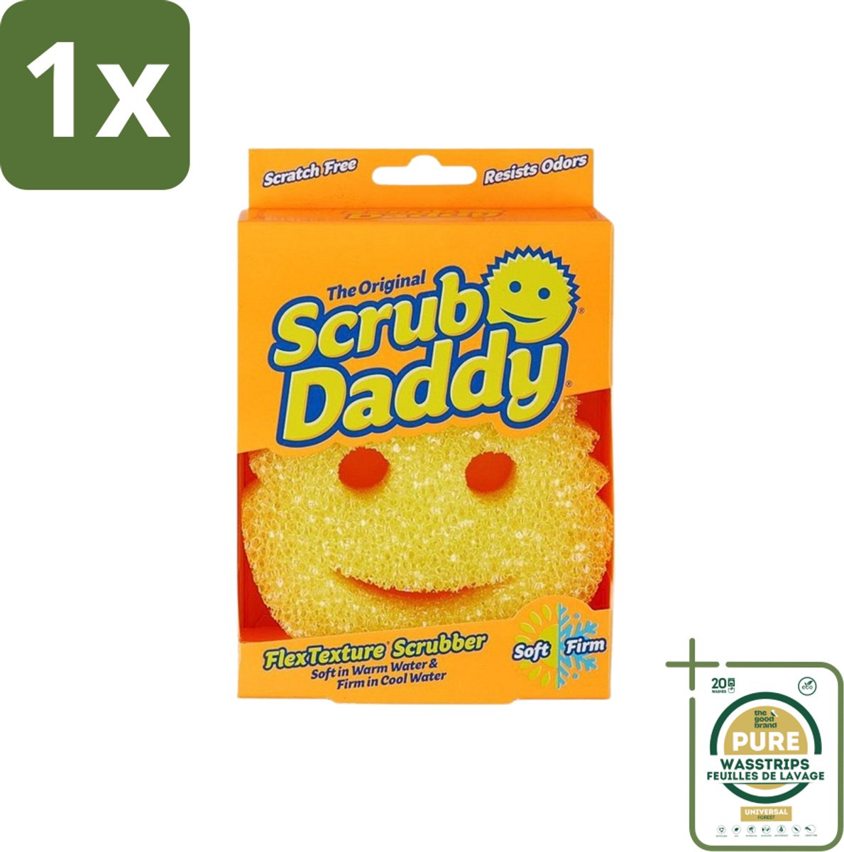 1 x Scrub Daddy - Spons - Veranderende Textuur - 1 Spons- Schoonmaak - Spons - Veranderende Textuur - Schrobben - Afwassen