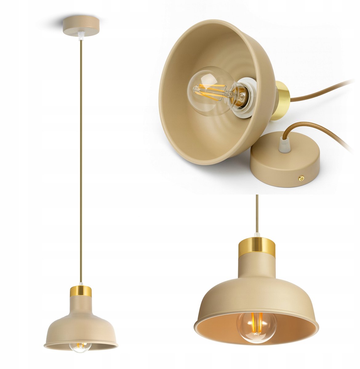 Moderne Plafondlamp Beige met Gouden Accent, E27