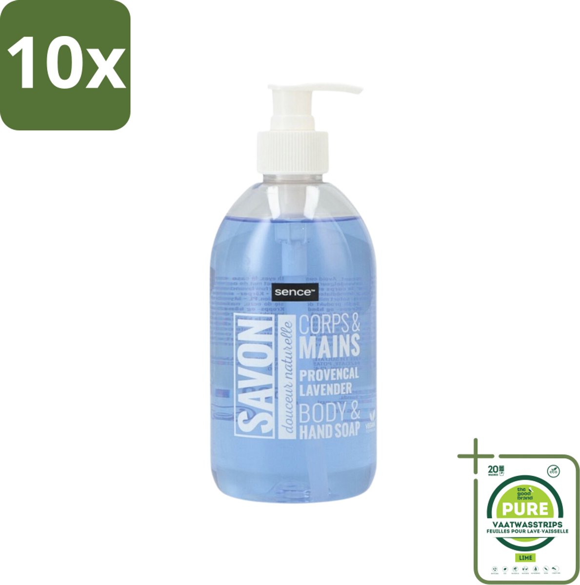 10 x Sence - Provencal Lavendel - Handzeep - Savon - 500 ml - Grootverpakking - Sence Handzeep - Lavendel Geur - Vloeibare Handzeep - Handzeep Provencal Lavendel - Handzeep 500 Ml