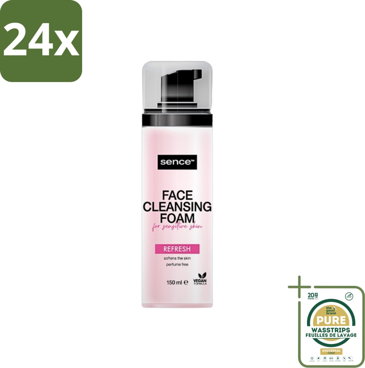Sence - Gevoelige Huid - Gezichtsreiniger - Foam - 150 ml - Voordeelverpakking - 24 stuks - Milde reiniging - Poriën reinigen