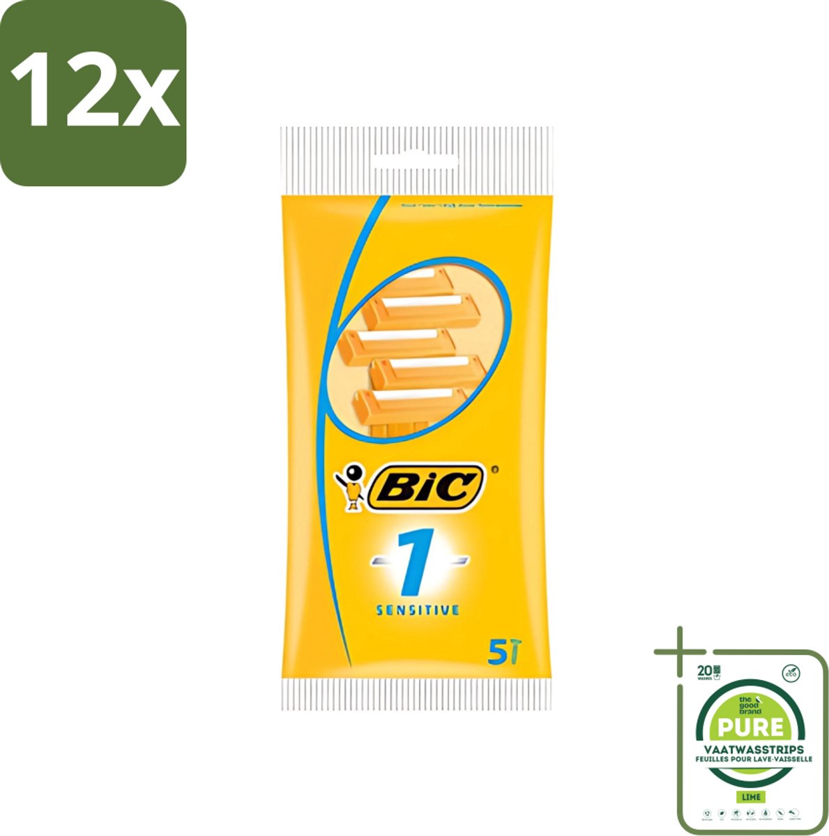 Bic - Scheermesjes - Sensitive - Enkel Mesje - Wegwerpmesjes - 5 Scheermesjes - Voordeelverpakking - 12 stuks - Scheermesje - Gevoelige huid