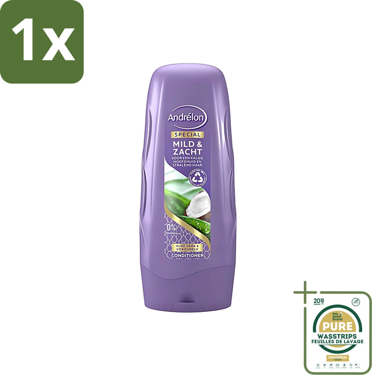 1 x Andrélon - Mild & Zacht - Conditioner - Voor Gevoelige Hoofdhuid - 300 ml- Gevoelige Hoofdhuid - Droge Hoofdhuid - Zachte Haar - Glanzend Haar - Kokosgeur