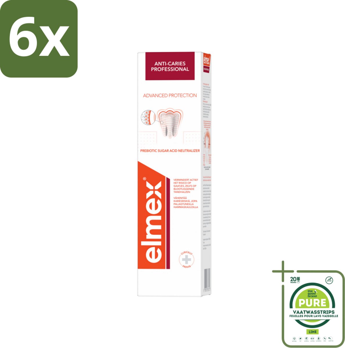 Elmex Tandpasta Anti-Cariës Professional Advanced Protection 75 ml - Voordeelverpakking - 6 stuks - Anti cariës - Tandpasta