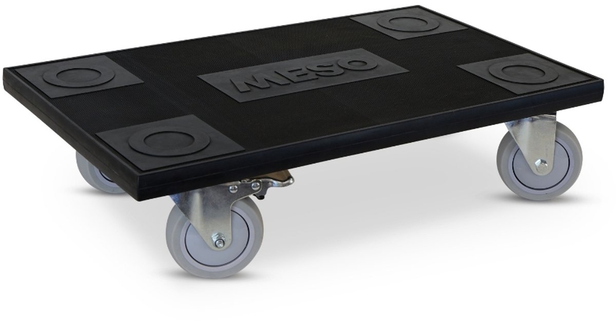 MESO Meubelroller - 350kg draagkracht - Rechthoekig - 2x Geremd - 580 x 350 mm - Rubber wiel - Meubelhondje - Meubellifter - Hondje voor verhuizen - Transporthulp - Transportroller - Transportdolly - Verhuistrolley - Meubeltransporter