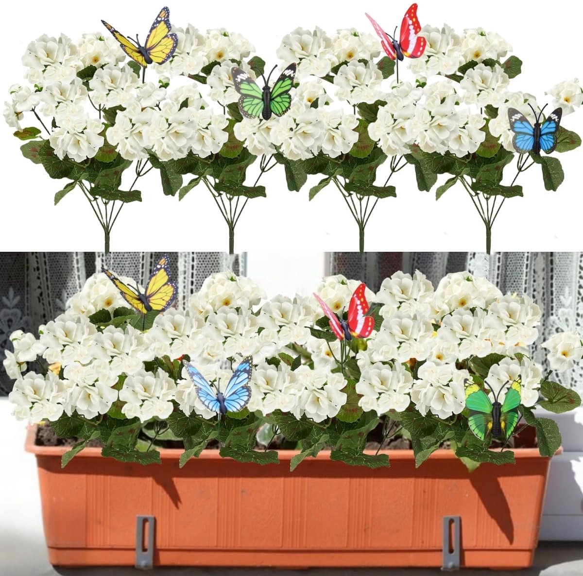 Elzusha - Kunstplanten - Geraniums - Set van 4