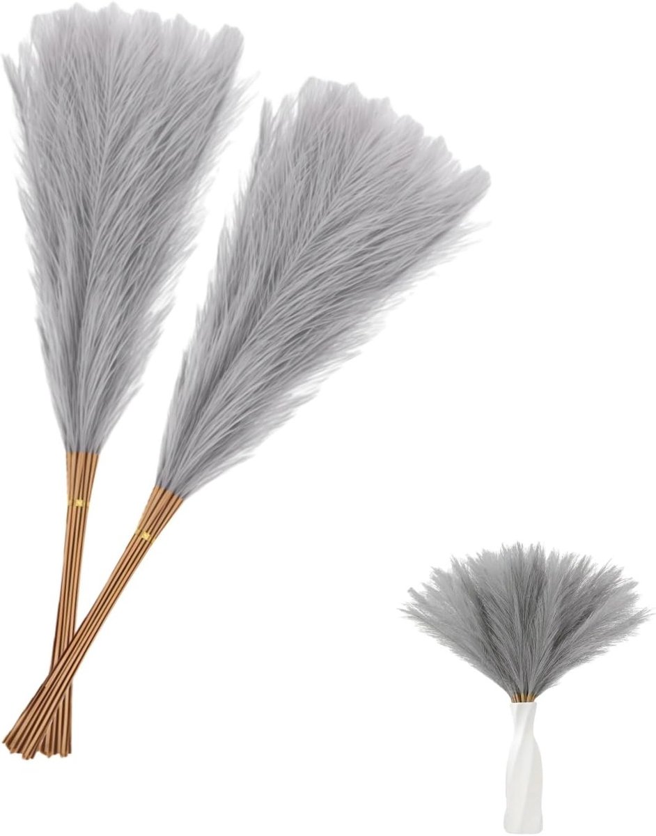 Set van 20 kunstmatige gedroogde bloemen van 55 cm - Pampasgras voor moderne interieurdecoratie, bruiloften, kantoor en woonkamer (Grijs)