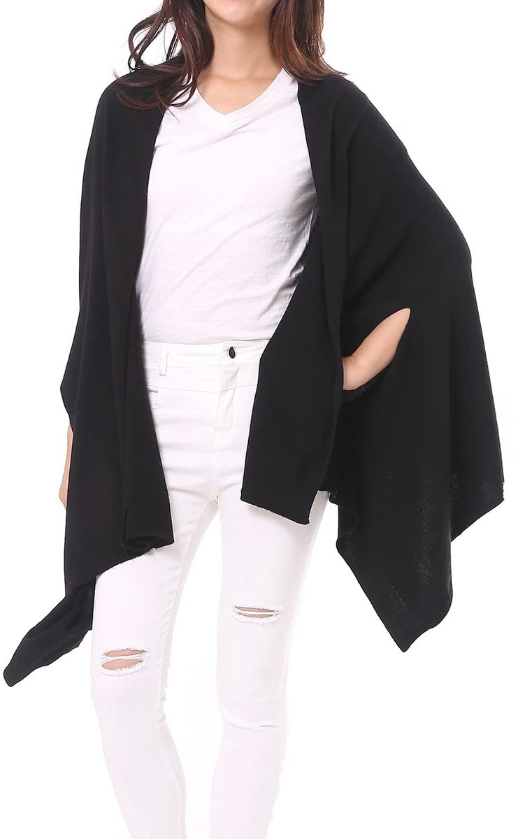 Elzusha - Dames Wolmix Poncho Sjaal in Meerdere Stijlen