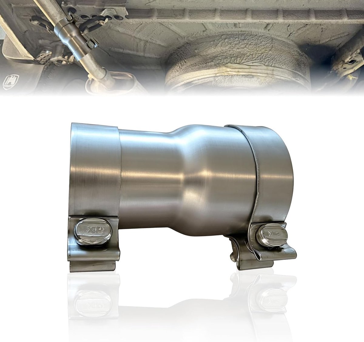 Roestvrijstalen 304 buiskoppeling voor uitlaat met 140mm en 55-60mm reductie, ideaal voor auto-uitlaten en pijpverbindingen