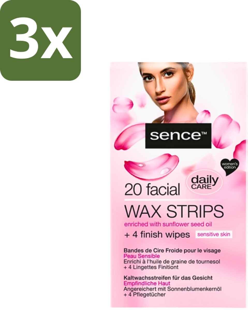 3 x Sence - Waxstrips - Gezicht - 20 Waxstrips - Gezichts-waxstrips - Gezichts-wax - Gezichts-ontharing - Haartjes Verwijderen - Gladde Huid