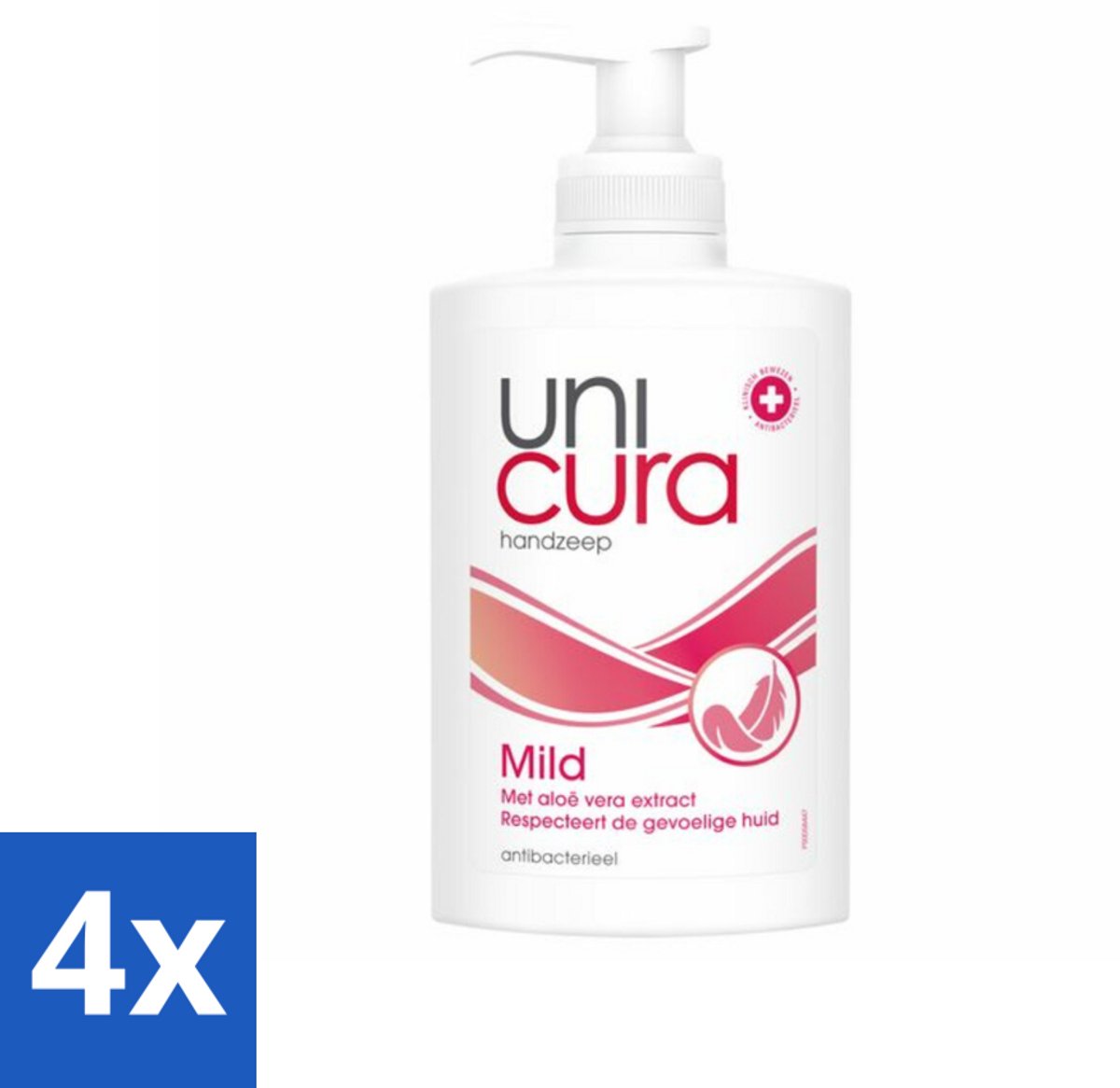 4 x Unicura Vloeibare Handzeep Mild 250 ml - Handzeep - Antibacterieel - Milde Handzeep - Handen Reinigen - Hygiëne