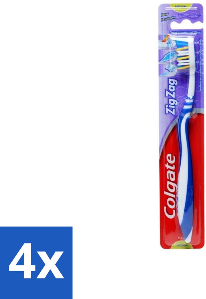 4 x Colgate - Tandenborstel - ZigZag Medium - 1 Tandenborstel - Tandenborstel - Zigzag Borstelharen - Tandenborstel Medium - Tandenborstel Hardheid - Mondhygiëne