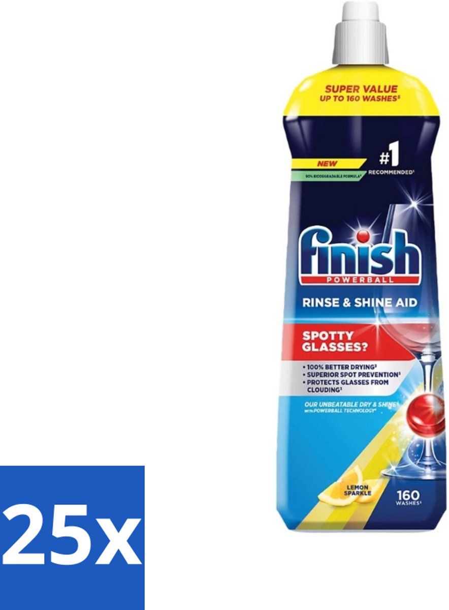 Finish - Powerball - Vaatwasreiniger - Glansspoelmiddel - Perfecte Droging - Citroen - 160 Wasbeurten - Bulkverpakking - 25 stuks
