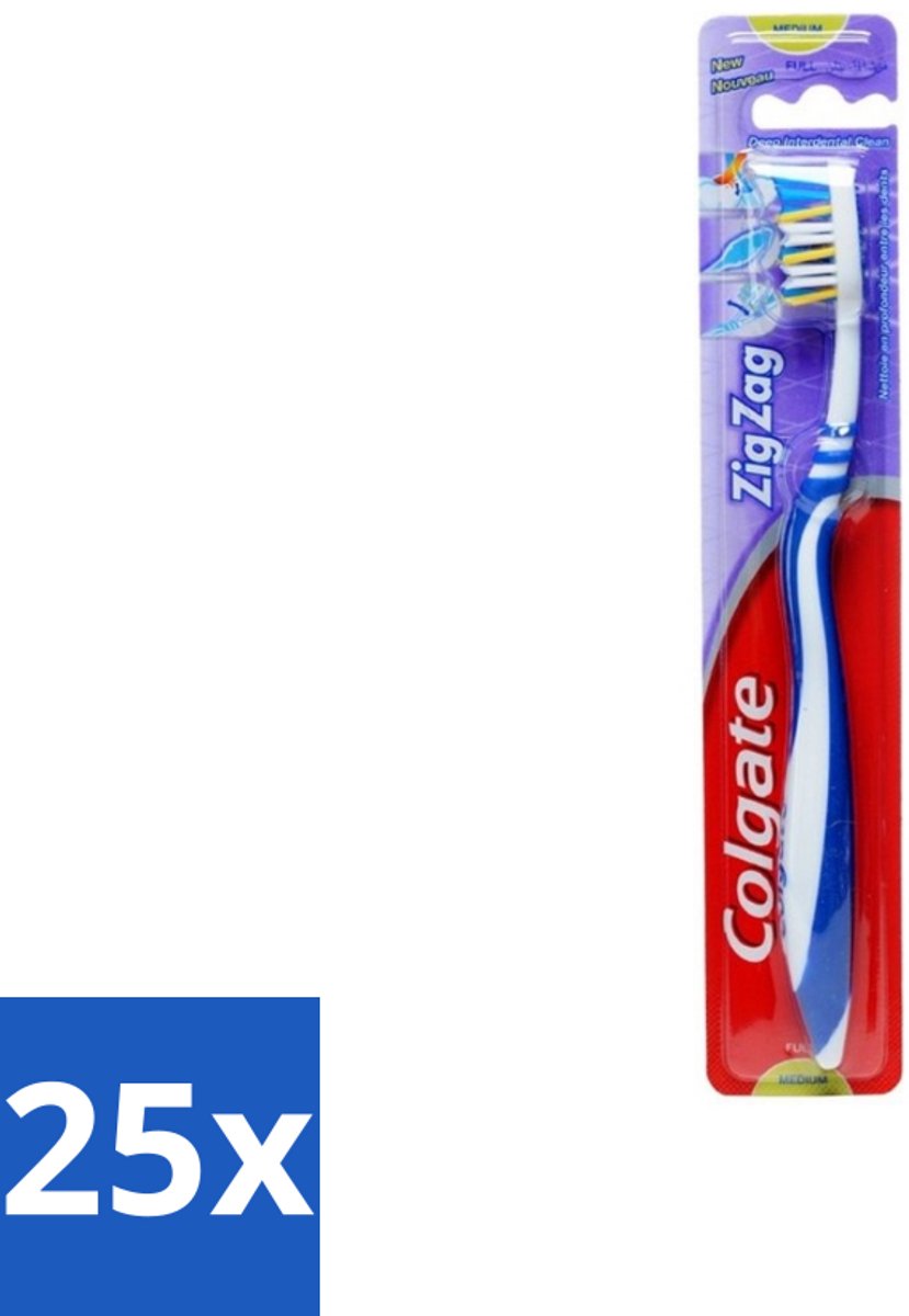 25 x Colgate - Tandenborstel - ZigZag Medium - 1 Tandenborstel - Tandenborstel - Reiniging - Tandplak - Mondhygiëne - Zigzag Borstelharen