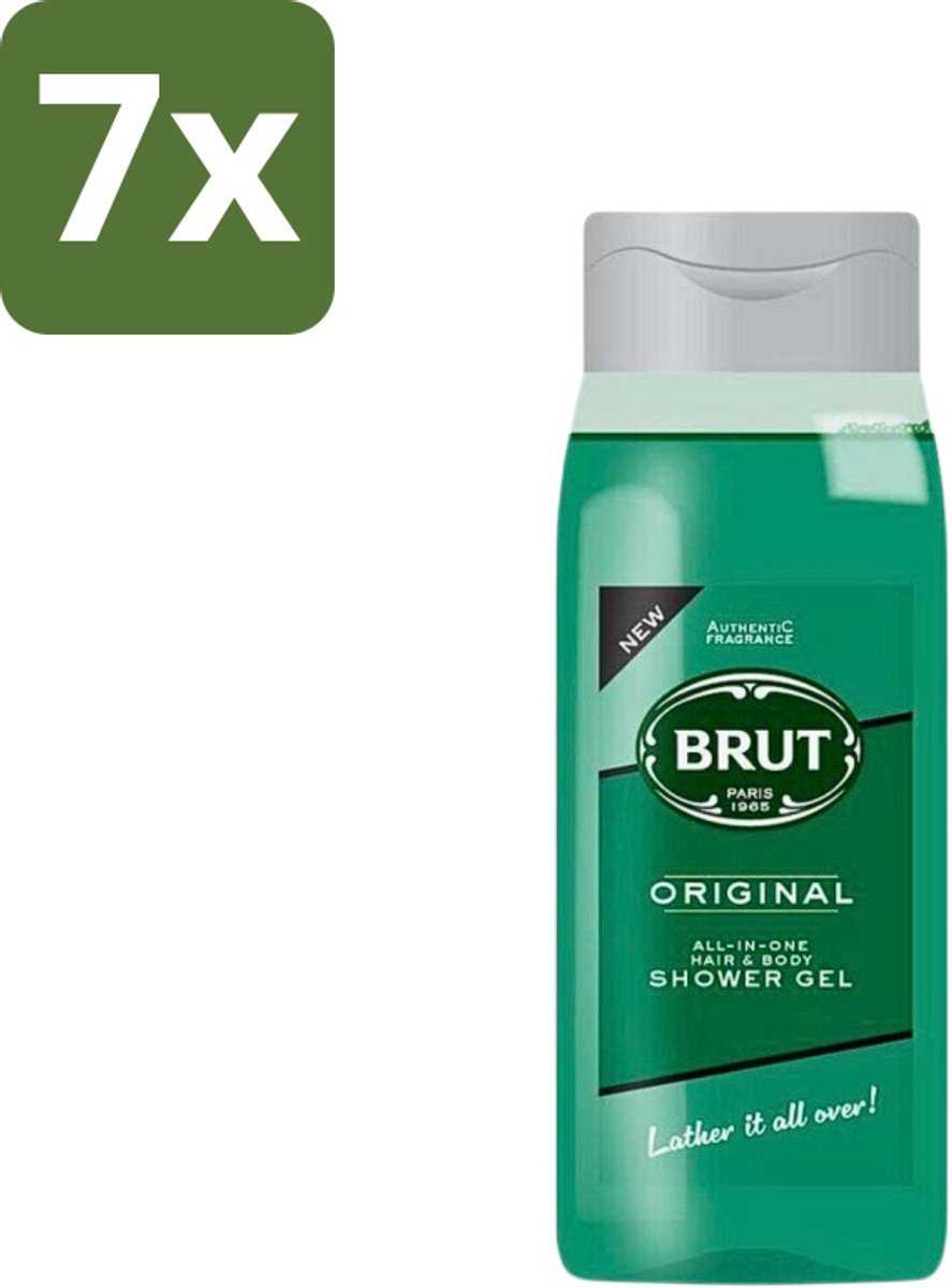 7 x Brut - Douchemiddel - All in One Haar en Body - Original - Verzorgend & Verfrissend - 500ml - Douchegel Haar En Lichaam - All In One Douchegel - Brut Original - Verzorgende Douchegel - Frisse Douchegel