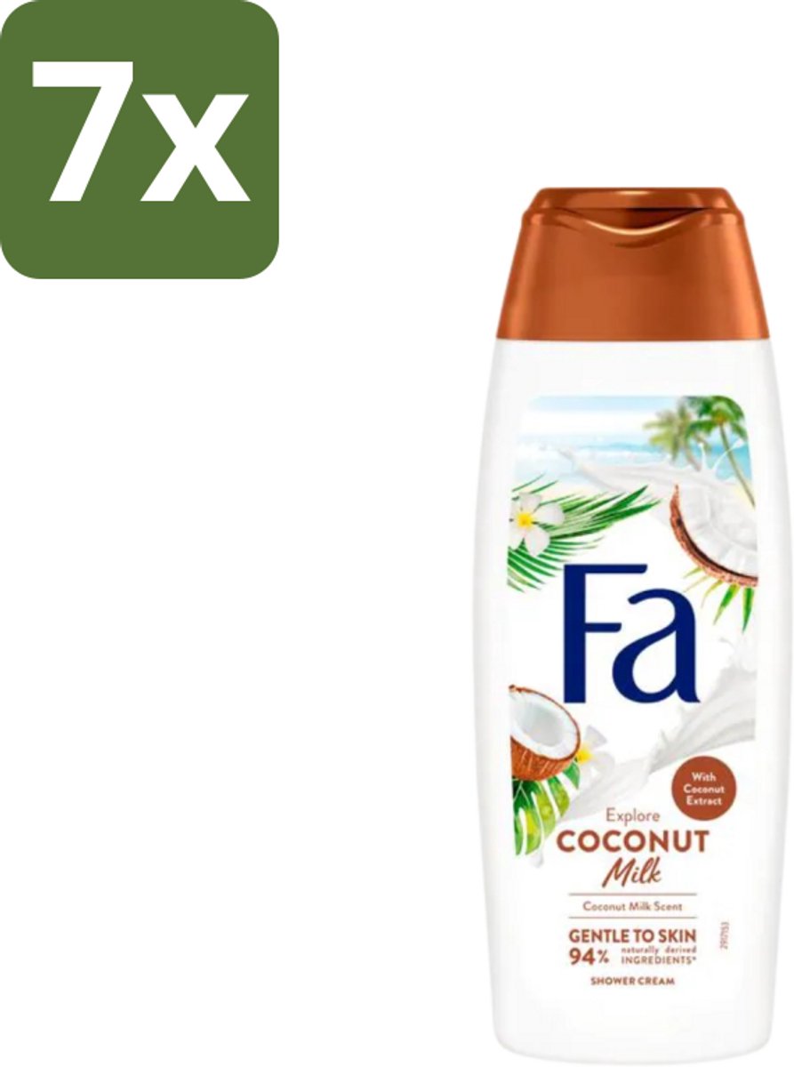 7 x Fa - Douchegel - Coconut Milk - Hydraterend & Kalmerend - Verzachtend - 250 ml - Douchegel Kokosmelk - Hydraterende Douchegel - Kalmerende Douchegel - Verzachtende Douchegel - Kokos-extract Douchegel
