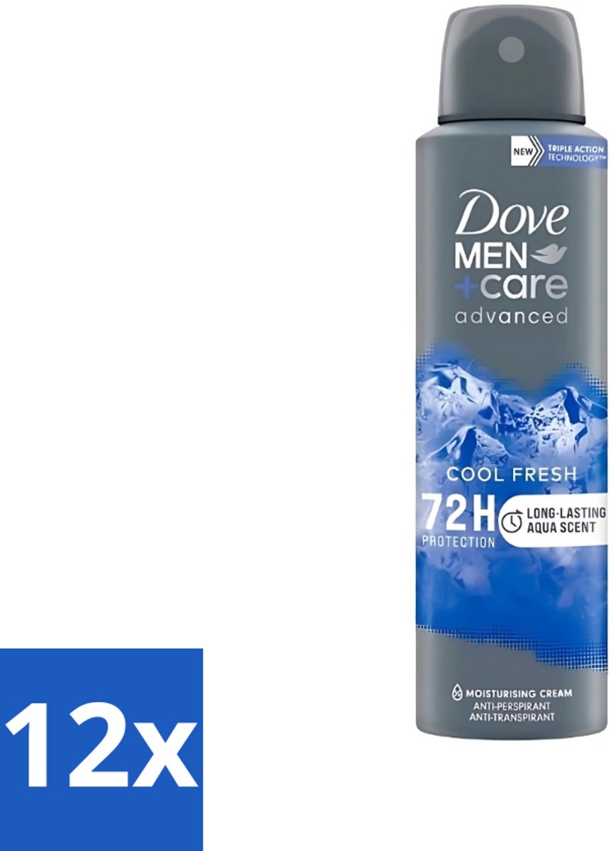 Dove - Deodorant - Men Care Cool Fresh - Verfrissend en langdurige bescherming - 150 ml - Voordeelverpakking - 12 stuks