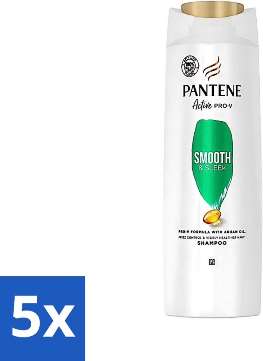5 x Pantene - Shampoo - Smooth & Silky - Voor Glad en Zijdezacht Haar - 400 ml - Zijdezacht Haar - Glad Haar - Hydraterend Haar - Haar Verzorging - Haar Verzorging Droog Haar