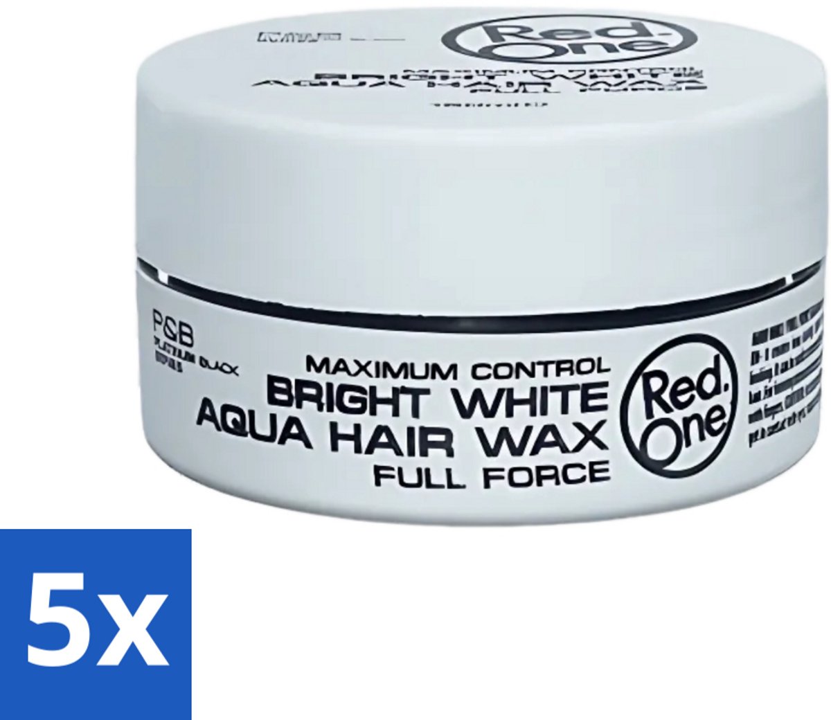 5 x Red One - Haarwax - Bright White - Maximum Control - Voor Extra Sterke Fixatie - 150 ml - Haarwax - Haartype - Fixatie - Hold - Styling