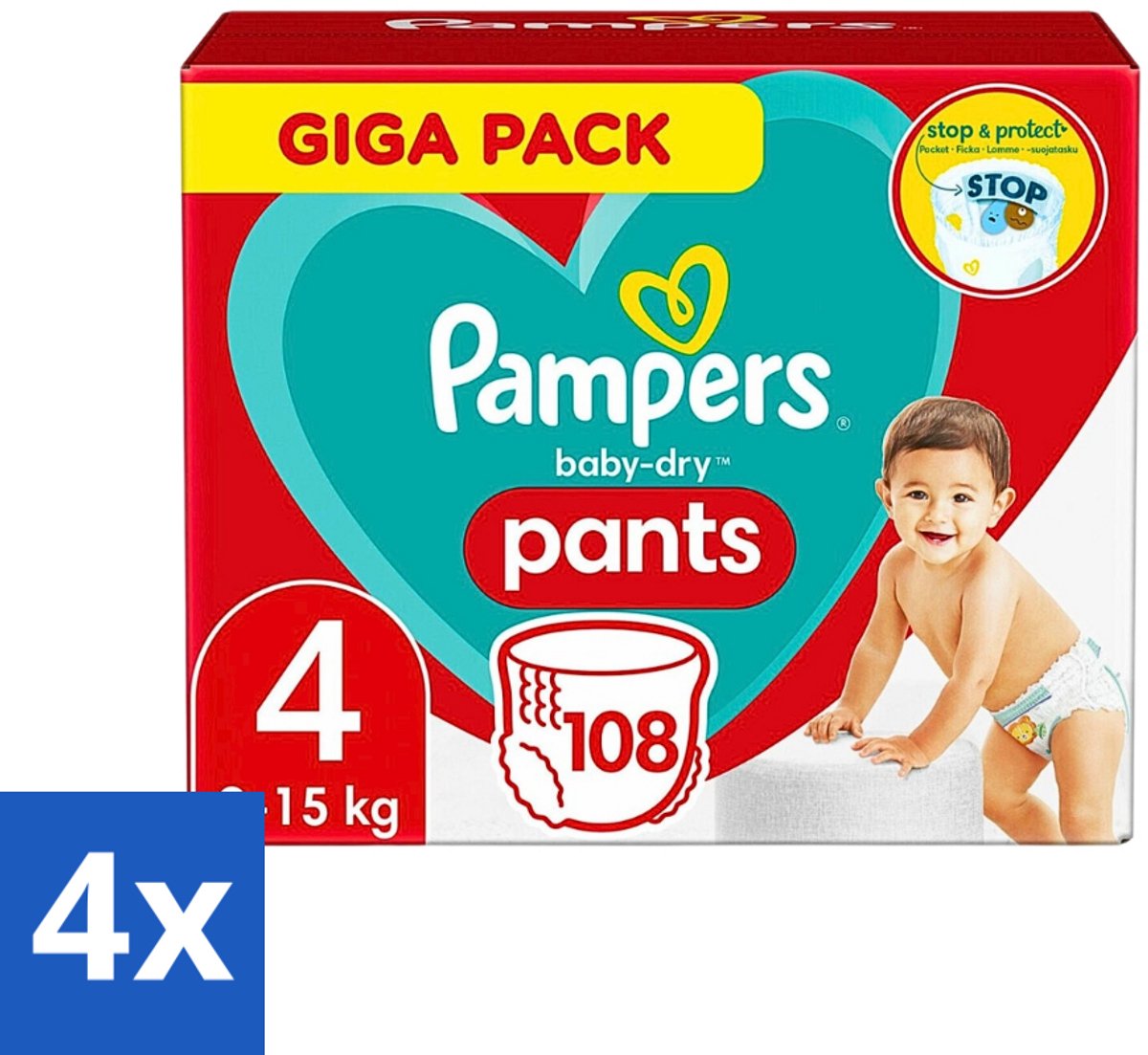 Pampers - Baby-Dry Pants - Luierbroekjes - Maat 4 (9-15 kg) - Comfort Fit - 108 Luiers - Voordeelverpakking - 4 stuks