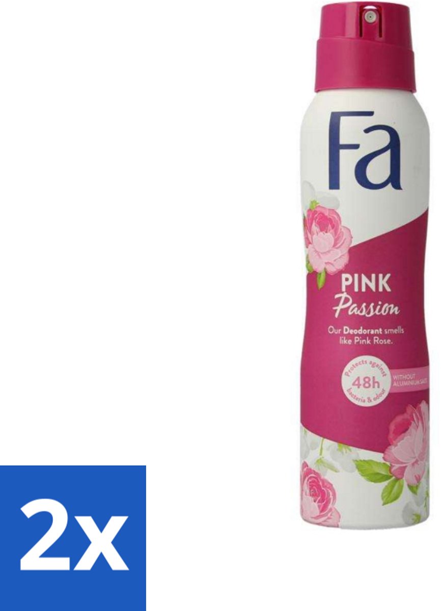 2 x FA - Pink Passion - Deodorant Spray - Roze Roos - 150 ml - Deodorant - Roze Roos - Fa - Langdurige Frisheid - Anti-Vlekken
