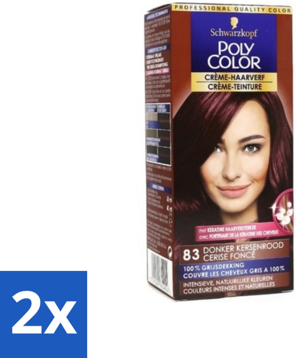 2 x Schwarzkopf - Poly Color - Haarverf - Crème - Donker Kersenrood - 50 ml - Haarverf - Permanente Haarkleur - Donker Kersenrood - Grijsdekking - Schwarzkopf Poly Color