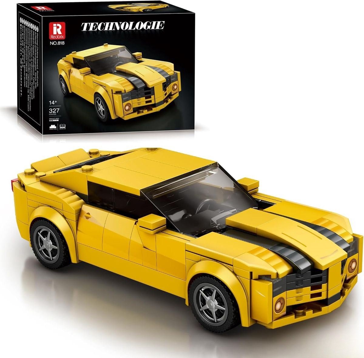 Reobrix 818 Chevrolet Camero bouwset | City fast champions adventure | Creator classic motor bouwpakket | Technic speelgoed ideas voor volwassenen | Icons furious speed auto | Technische bouwdoos met 327 bloks