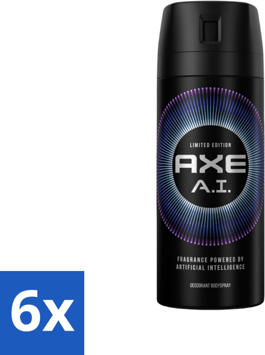 6 x Axe - Limited Edition - Deodorant Bodyspray - A.I. - 150 ml - Deodorant - Bodyspray - Axe - A.I. - Geur